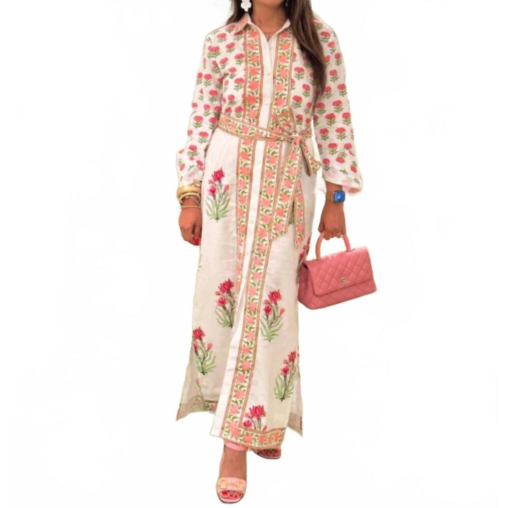 NEW BRISARA stella button down shirt dress in pink